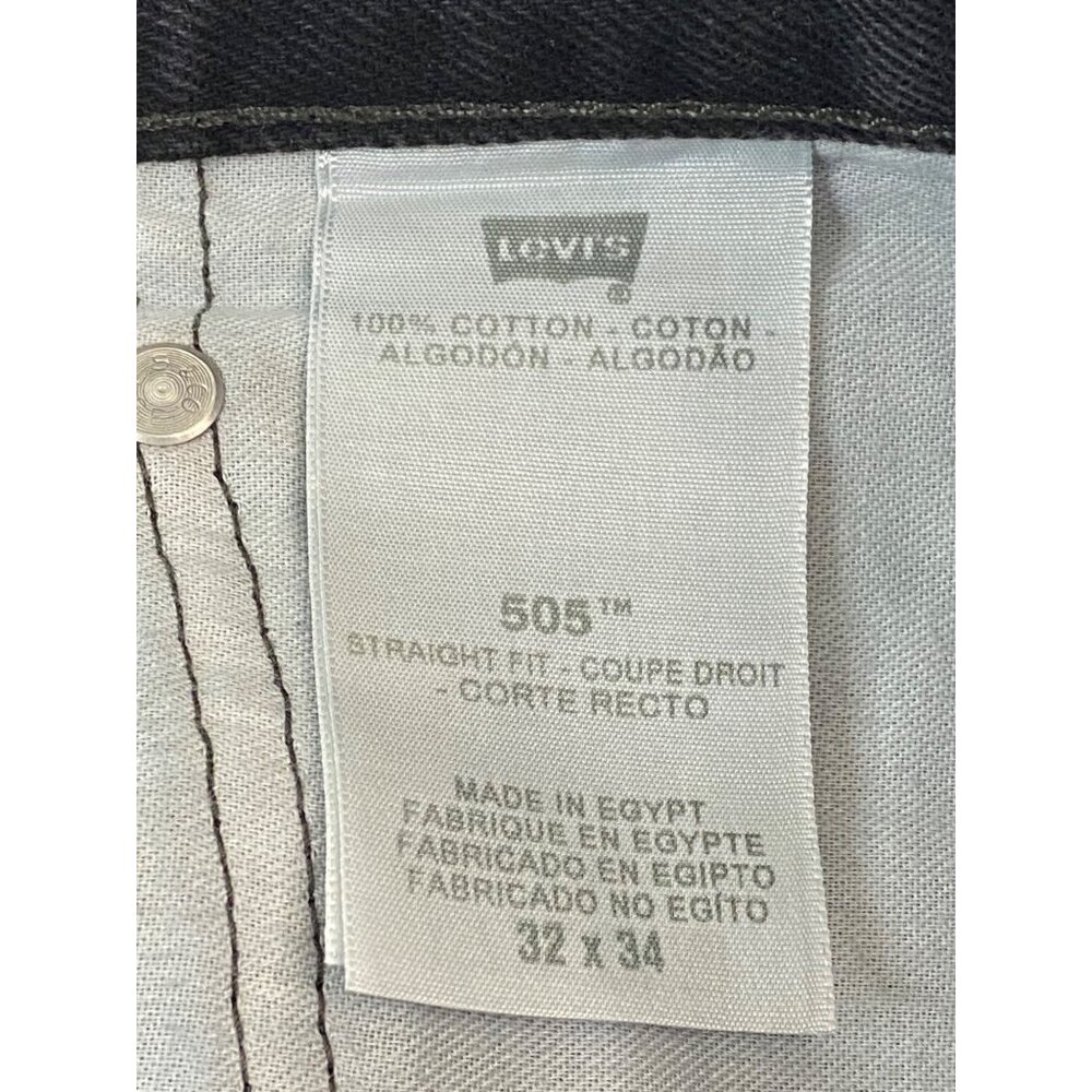 Levi's 505 Straight Fit Jeans Mens 32x34 Black Denim Regular Straight Leg - Picture 5 of 9